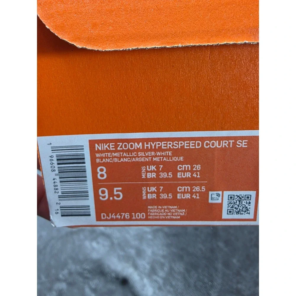 Nike Zoom Hyperspeed Court SE Women 9.5 White Silver DJ4476-100 Volleyball Shoes
